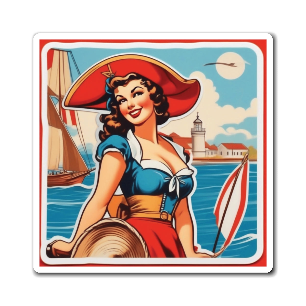 Columbus Day Pin Up Girl Magnet