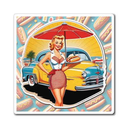 National Hot Dog Day Pin Up Girl Magnet