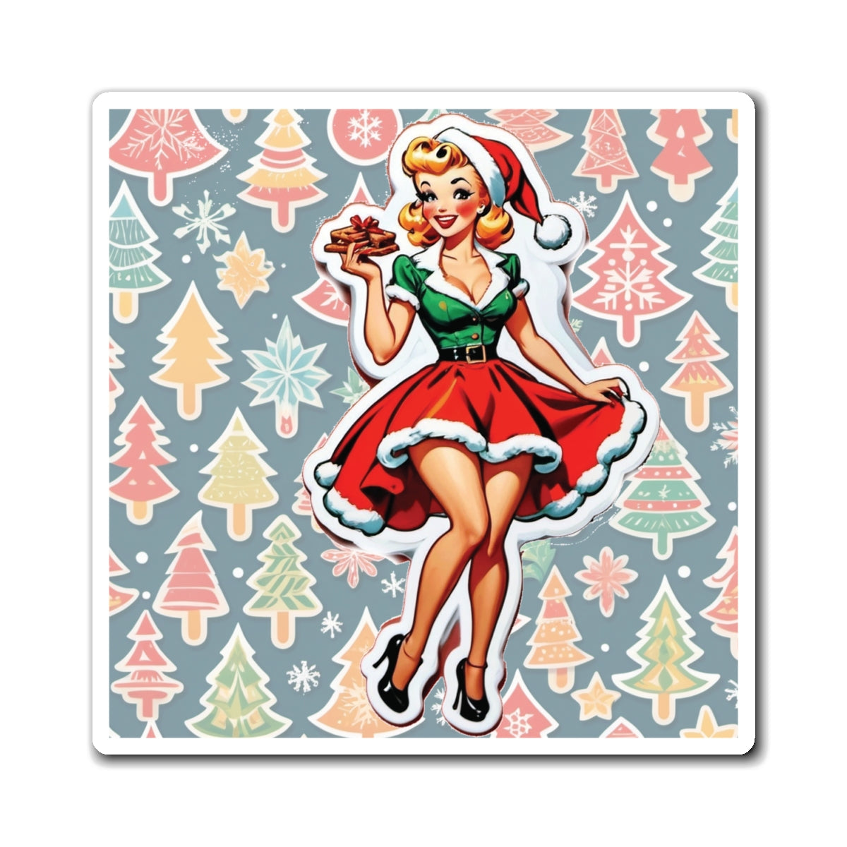 Christmas Pin Up Girl Magnet