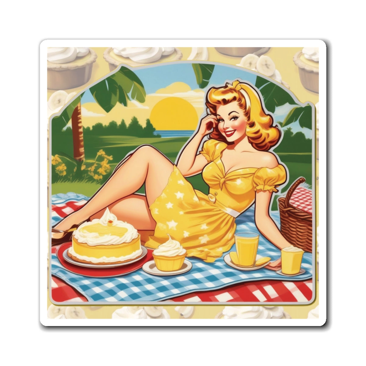 National Banana Cream Pie Day Pin Up Girl Magnet