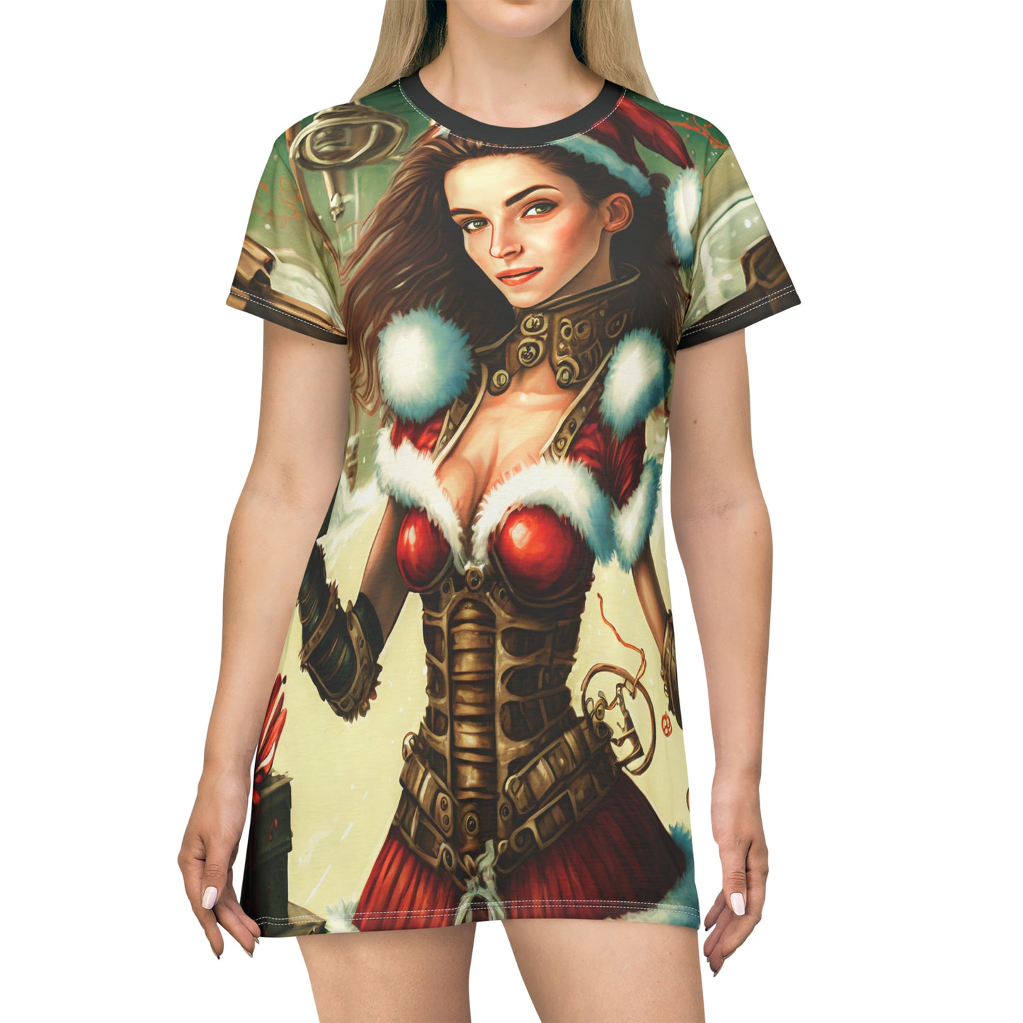 Steampunk Mrs. Santa Claus T-Shirt Dress