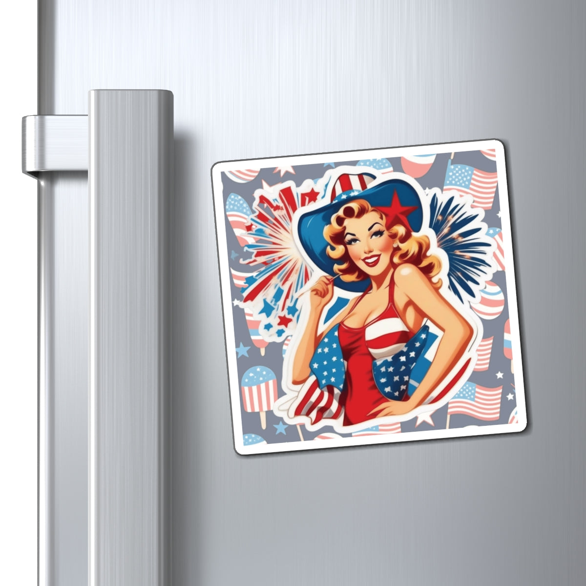 Fourth of July Pin Up Girl Magnet