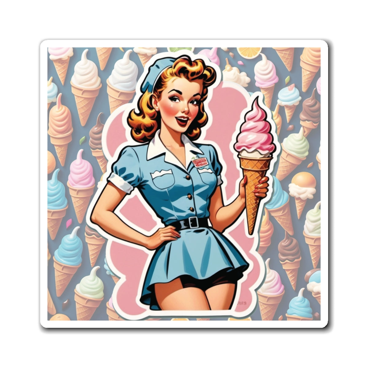 National Ice Cream Day Pin Up Girl Magnet