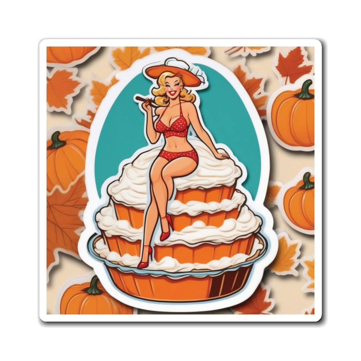 National Pumpkin Pie Day VII Pin Up Girl Magnet