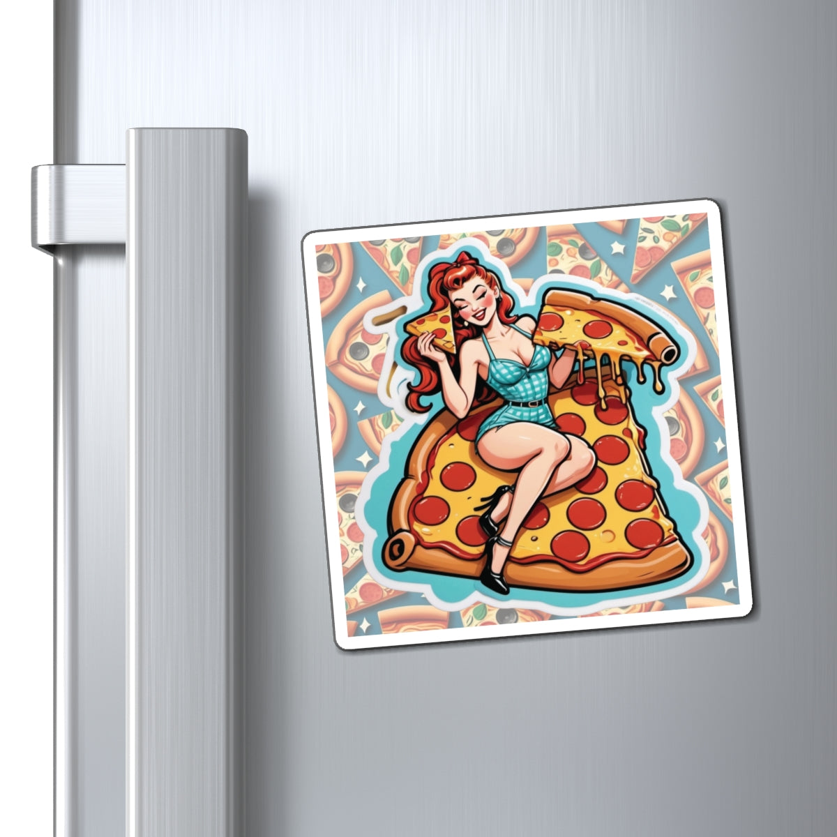 National and World Pizza Day Pin Up Girl Magnet