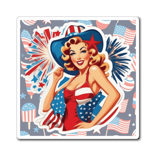 Fourth of July Pin Up Girl Magnet