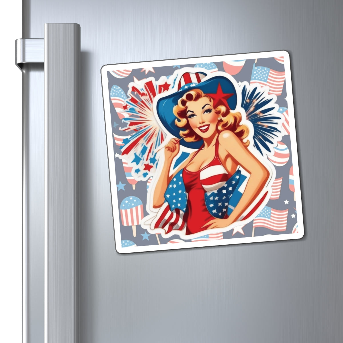 Fourth of July Pin Up Girl Magnet