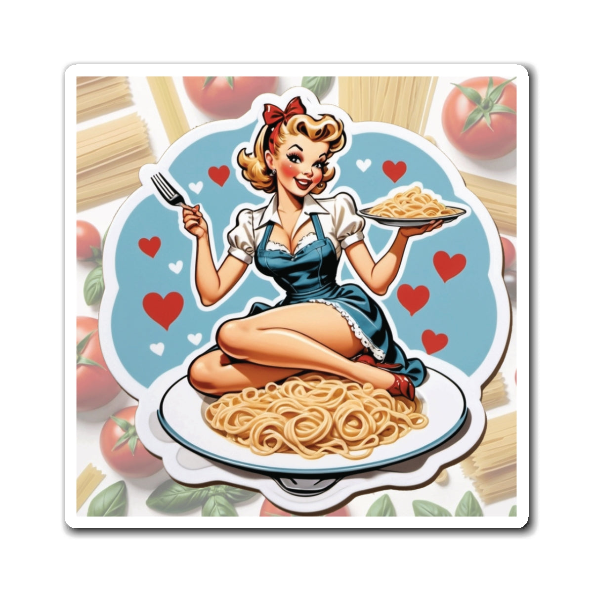 National Fettuccine Alfredo Day Pin Up Girl Magnet