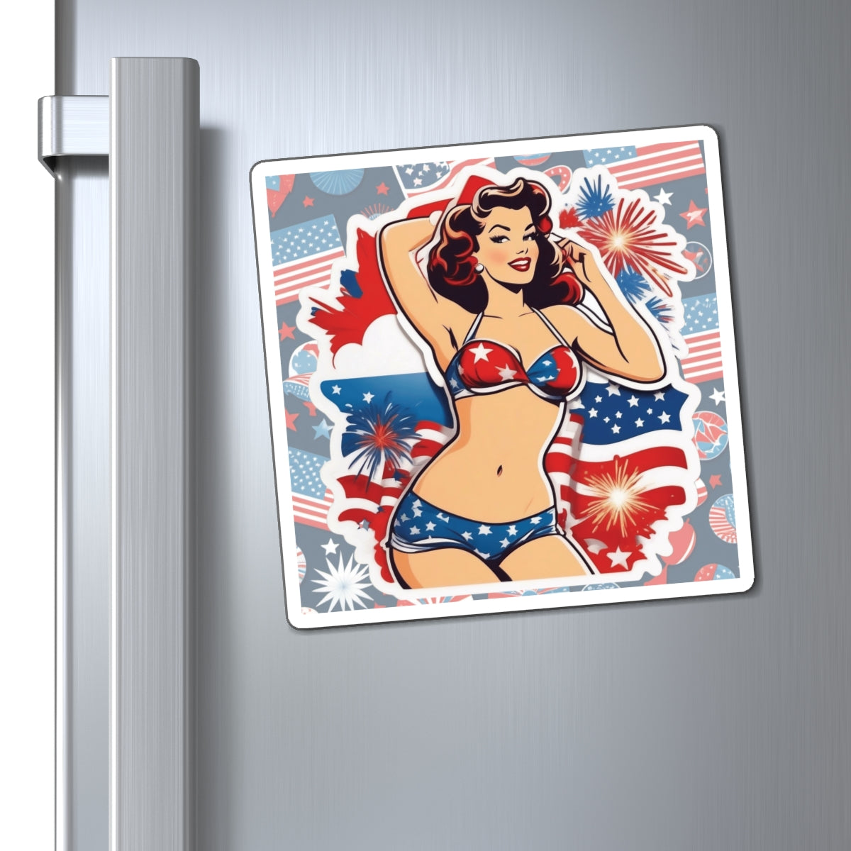 Fourth of July V Pin Up Girl Magnet