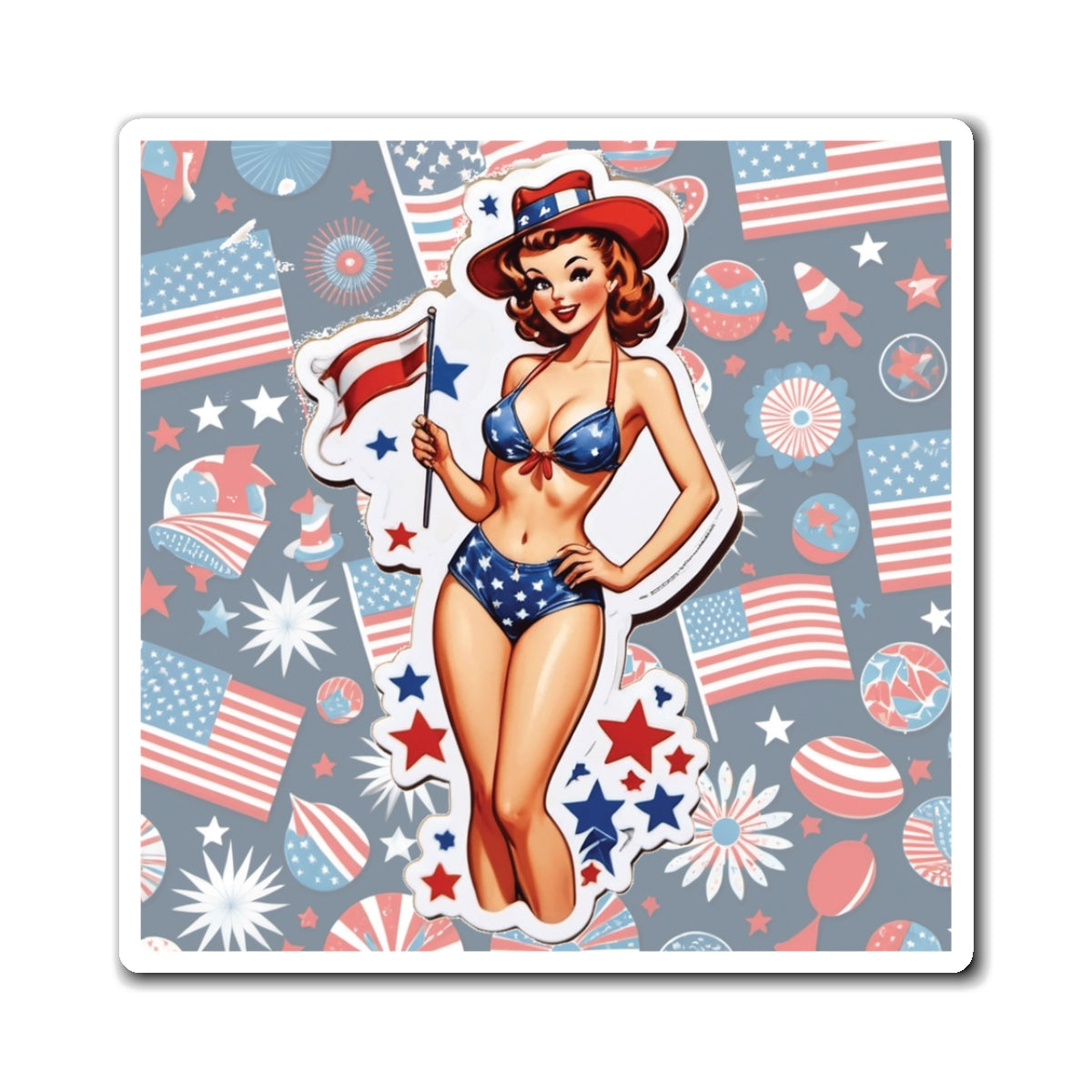 Fourth of July VII Pin Up Girl Magnet