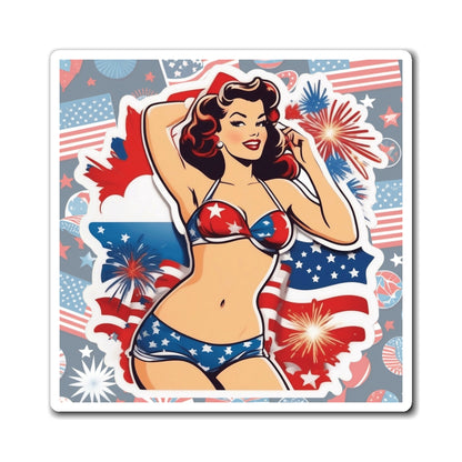 Fourth of July V Pin Up Girl Magnet