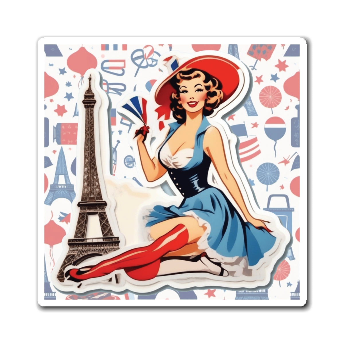 Bastille Day Pin Up Girl Magnet