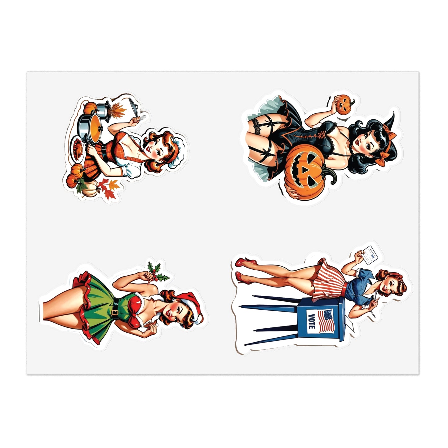 Pin Up Girl Sticker Sheets - Holidays Collection Set II