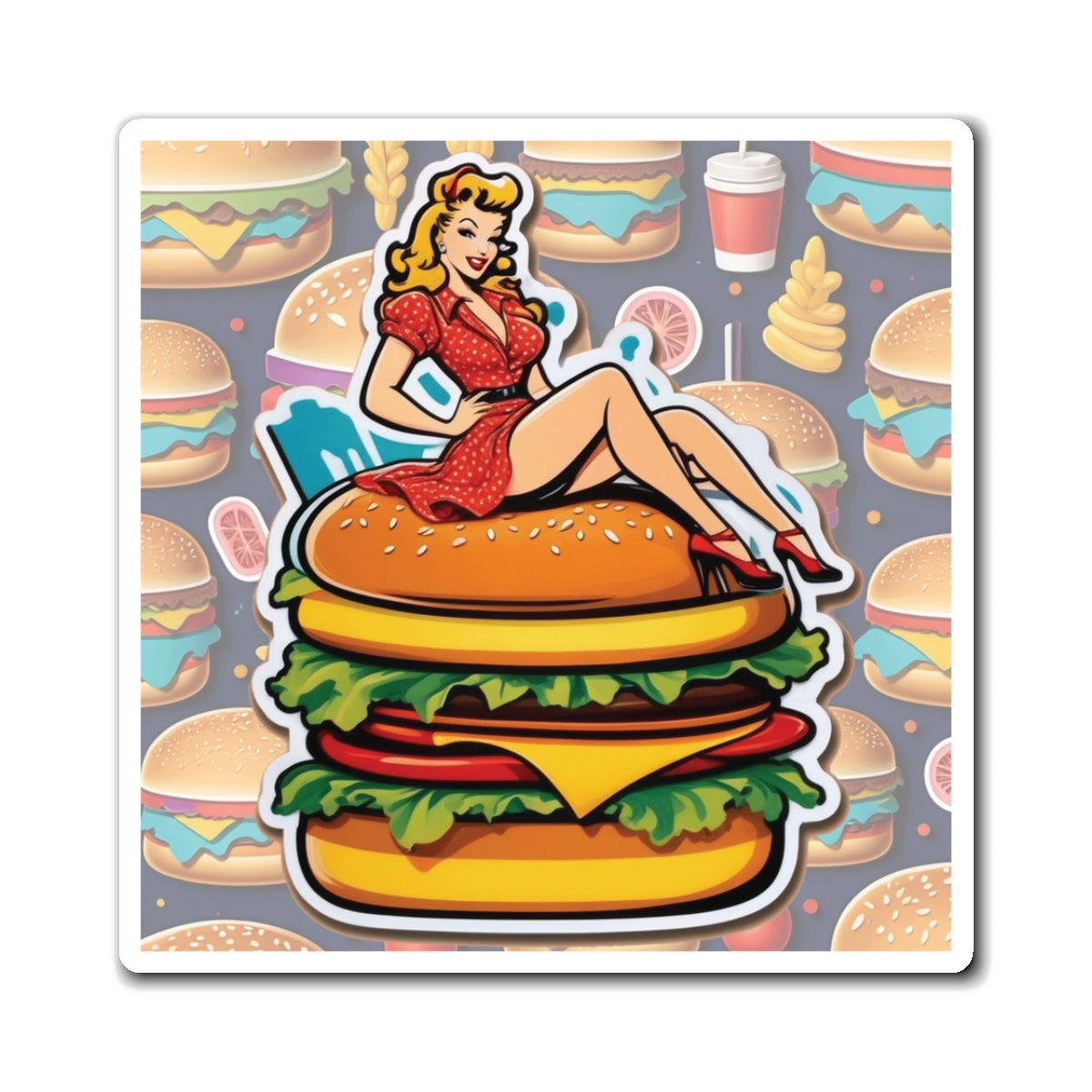 National Burger Day III Pin Up Girl Magnet