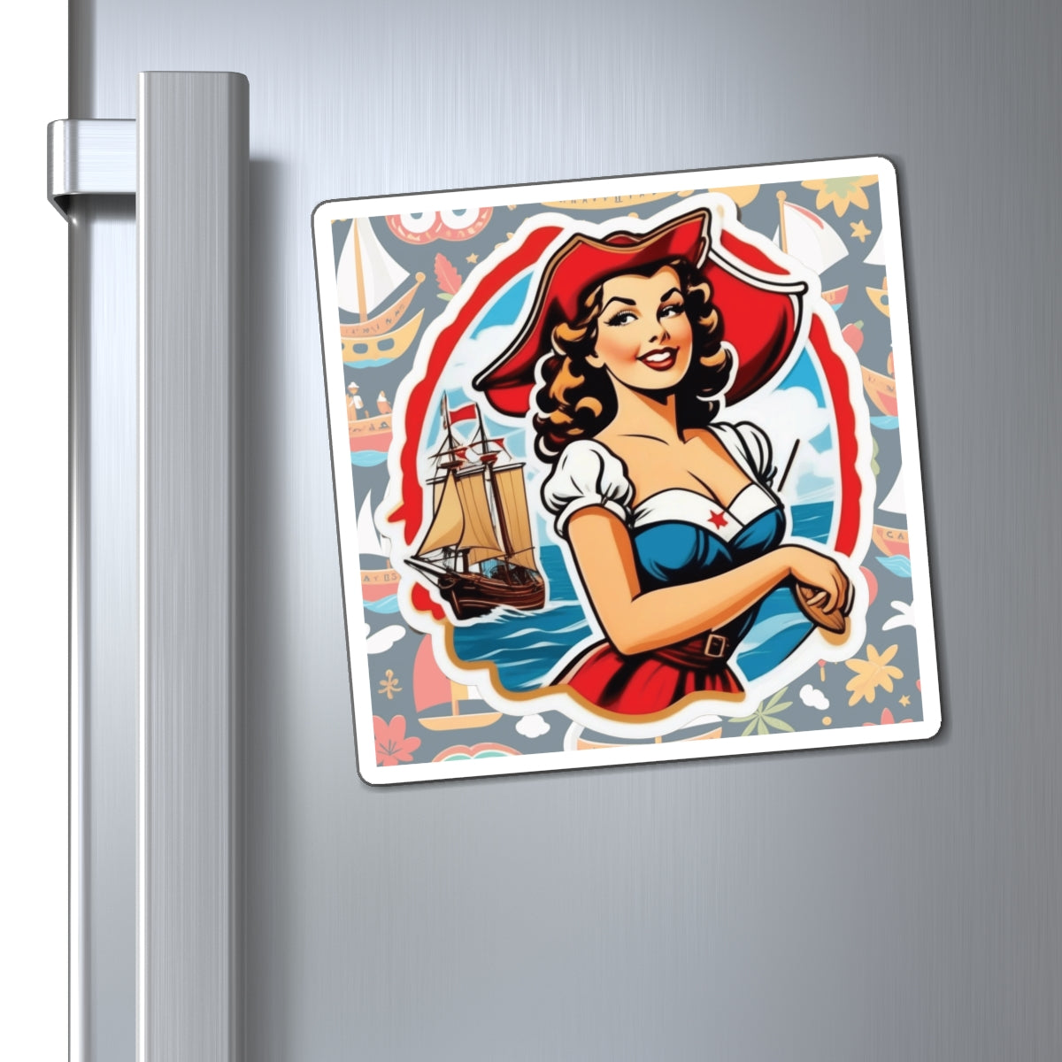 Columbus Day III Pin Up Girl Magnet