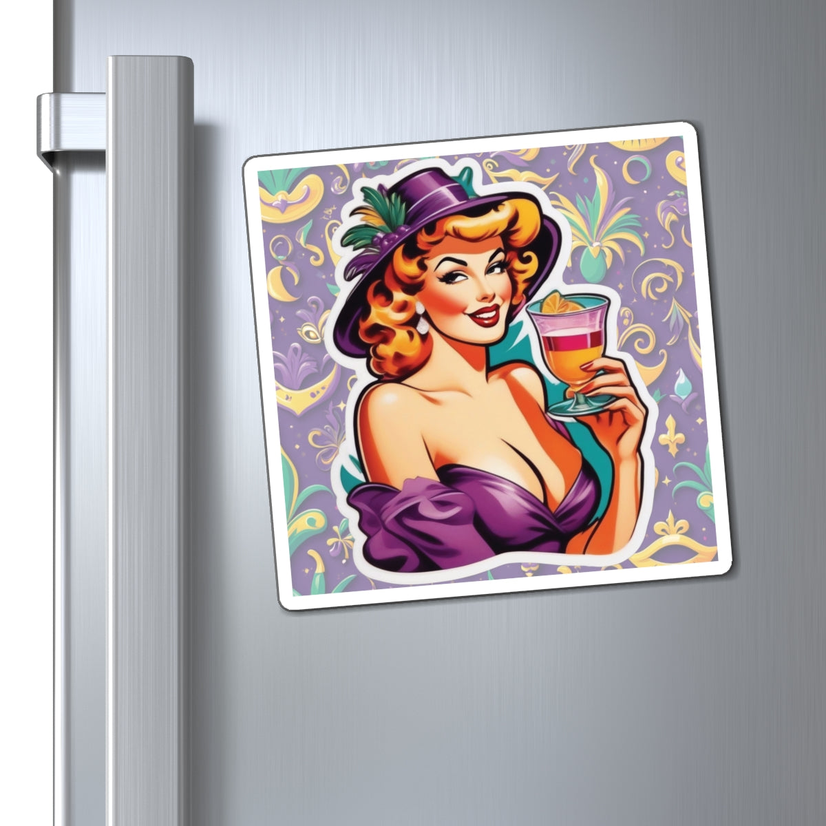 Mardi Gras Pin Up Girl Magnet