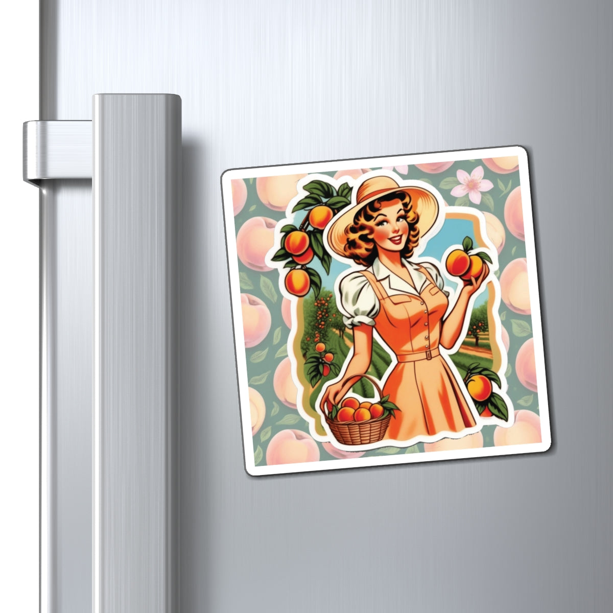 National Peach Day VII Pin Up Girl Magnet