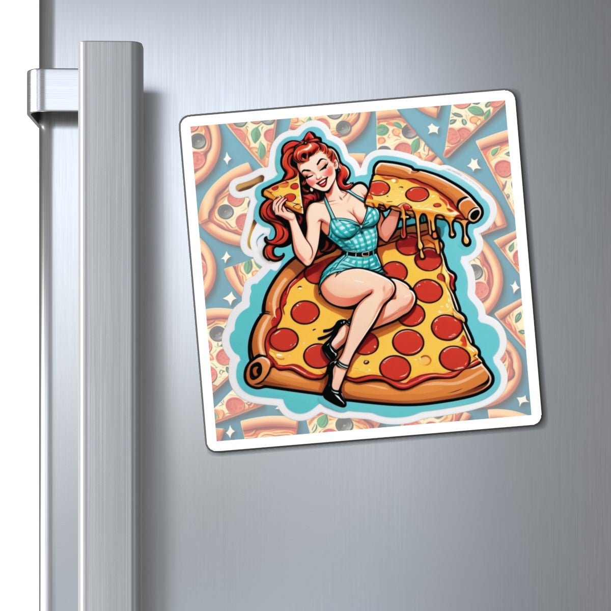 National and World Pizza Day Pin Up Girl Magnet