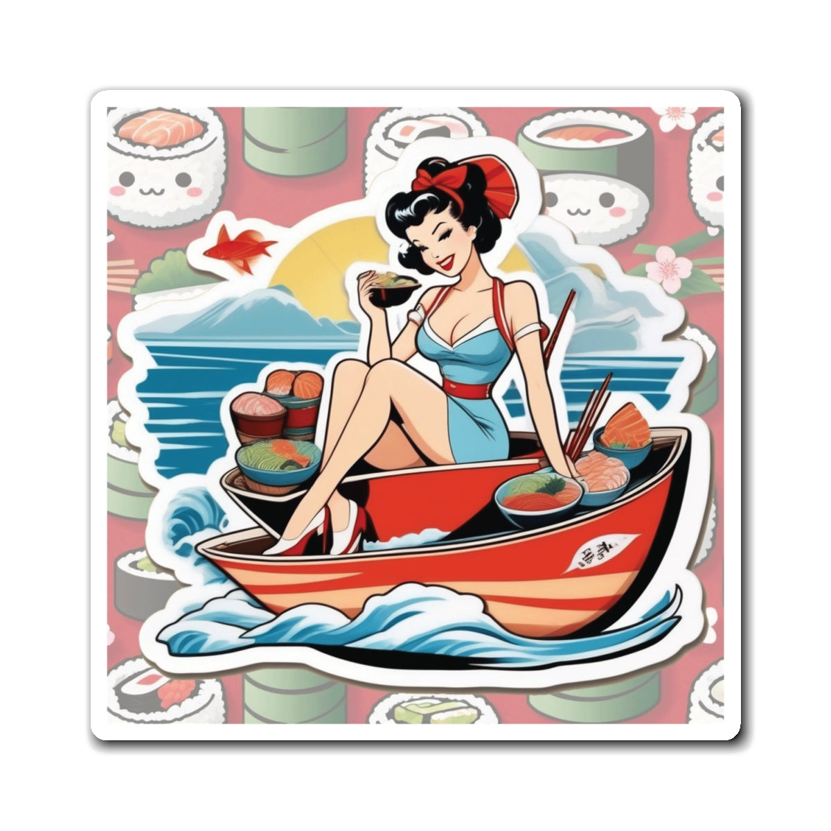 National Sushi Day III Pin Up Girl Magnet