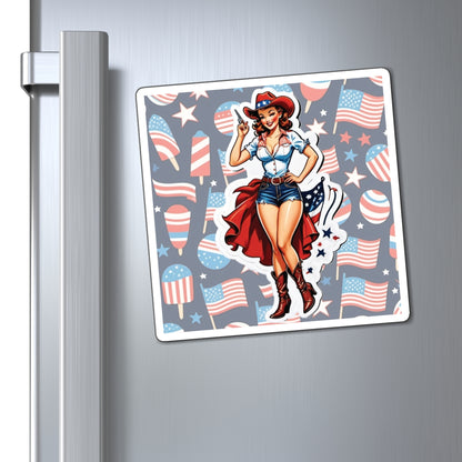 Fourth of July VI Pin Up Girl Magnet