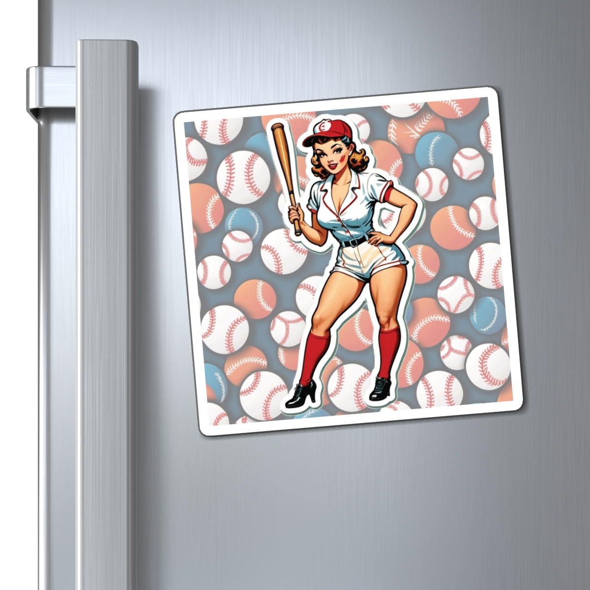 National Baseball Week Pin Up Girl Magnet