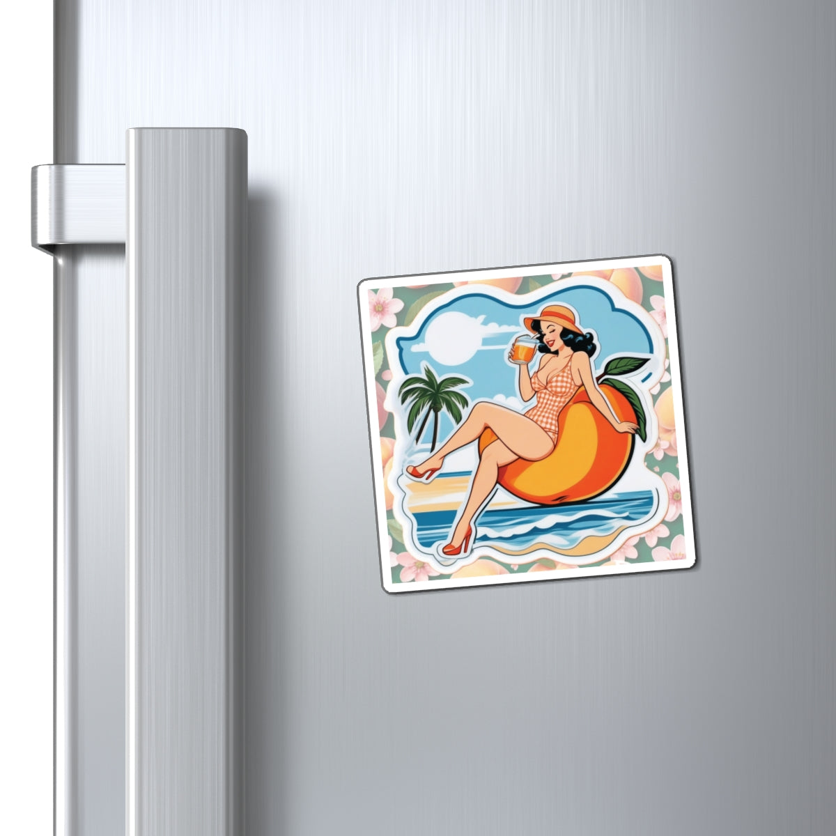 National Peach Day VI Pin Up Girl Magnet