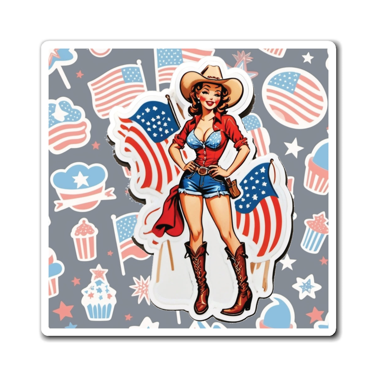 Fourth of July IV Pin Up Girl Magnet