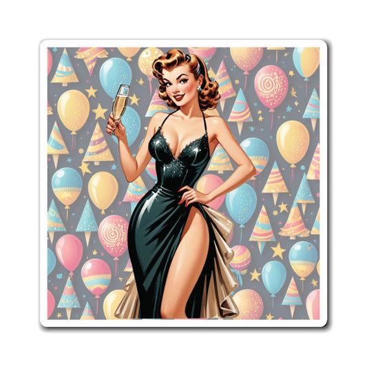 New Years Eve Pin Up Girl Magnet