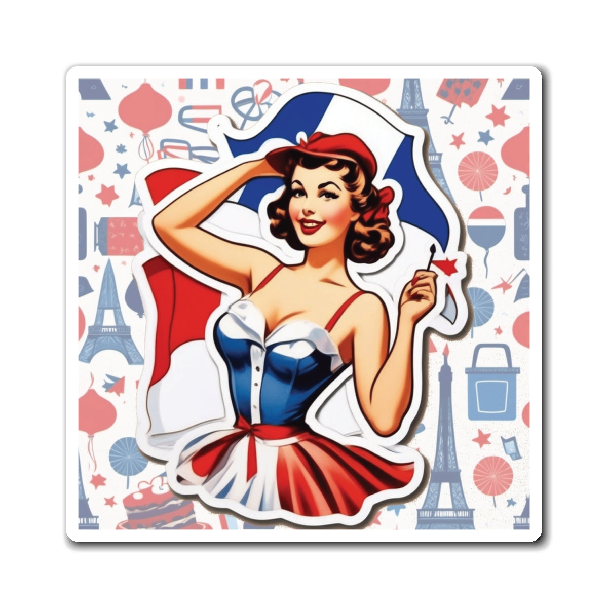 Bastille Day III Pin Up Girl Magnet