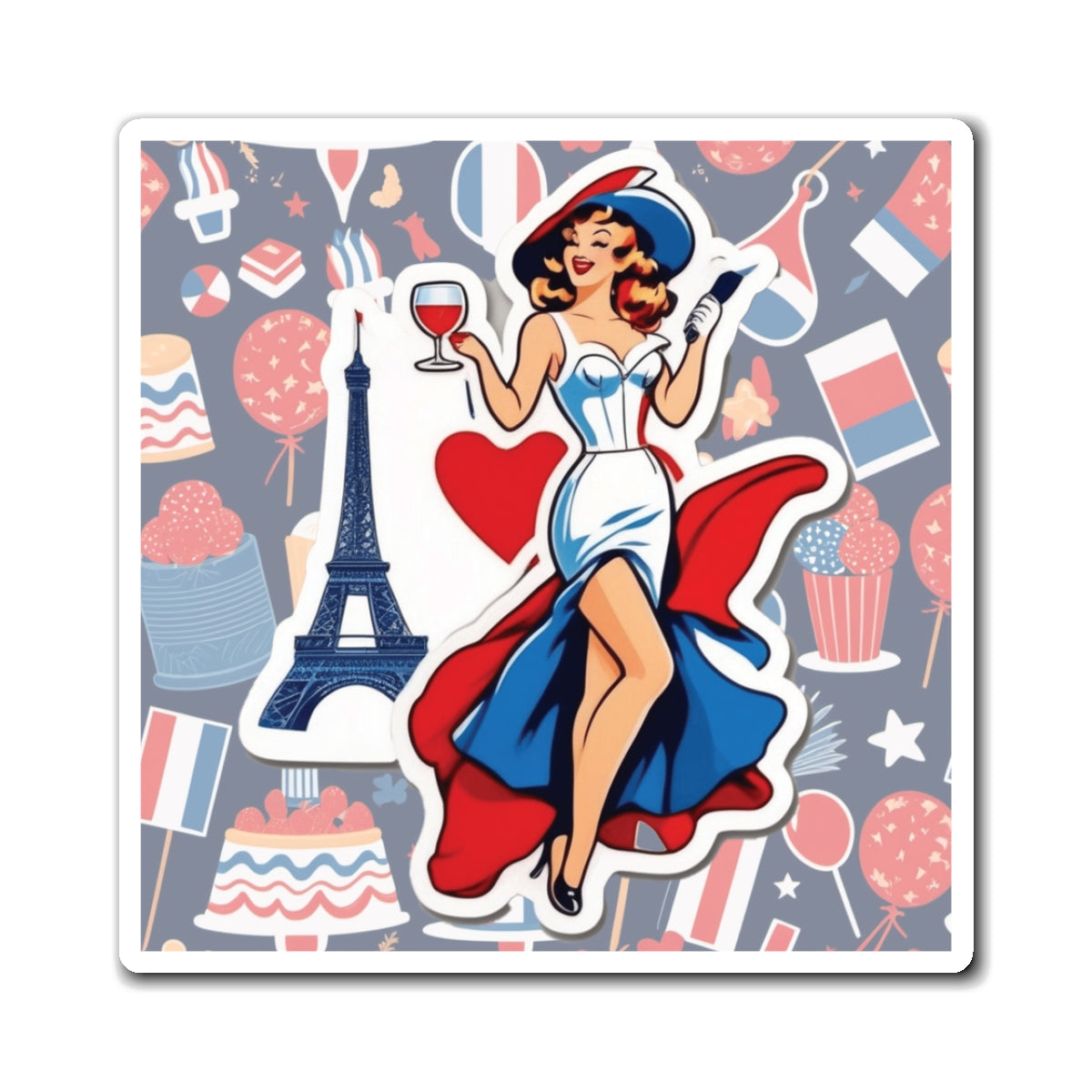 Bastille Day II Pin Up Girl Magnet