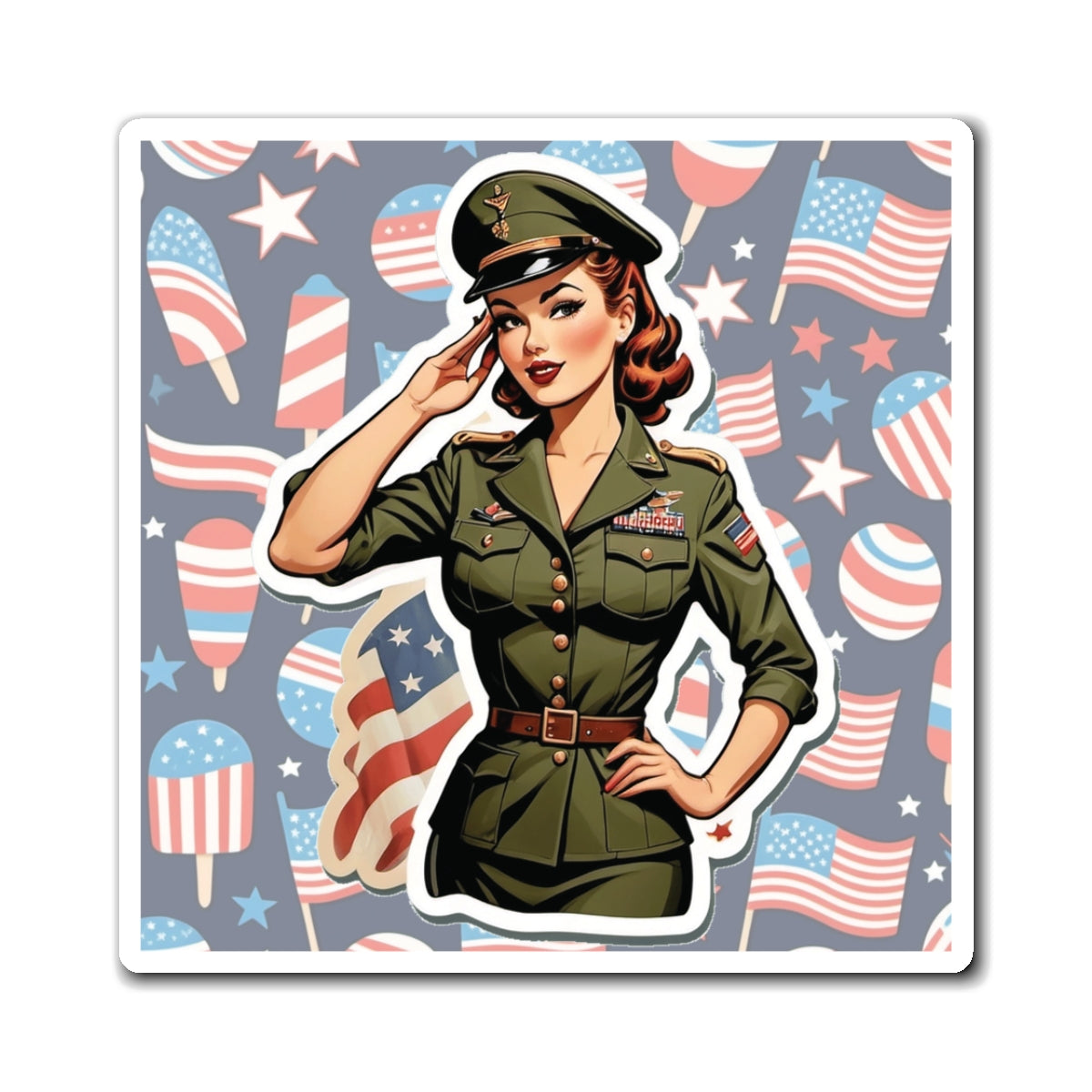 Veteran's and Memorial Day Pin Up Girl Magnet