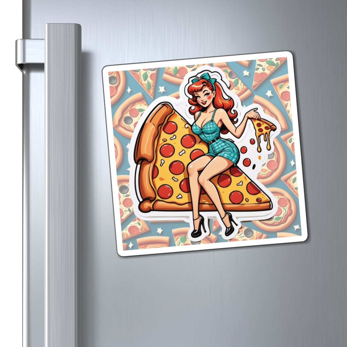 National and World Pizza Day III Pin Up Girl Magnet