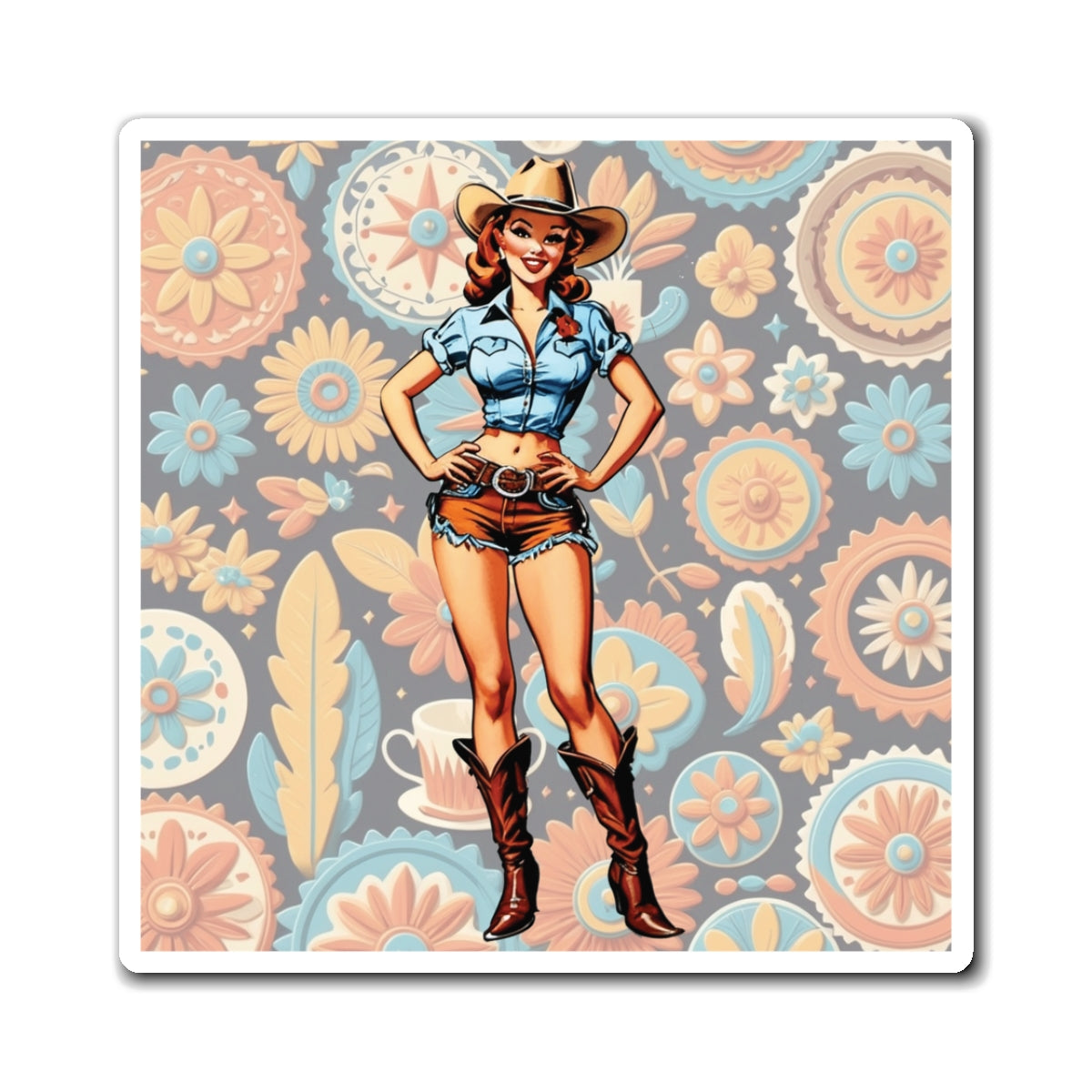 National Day of the Cowgirl II Pin Up Girl Magnet