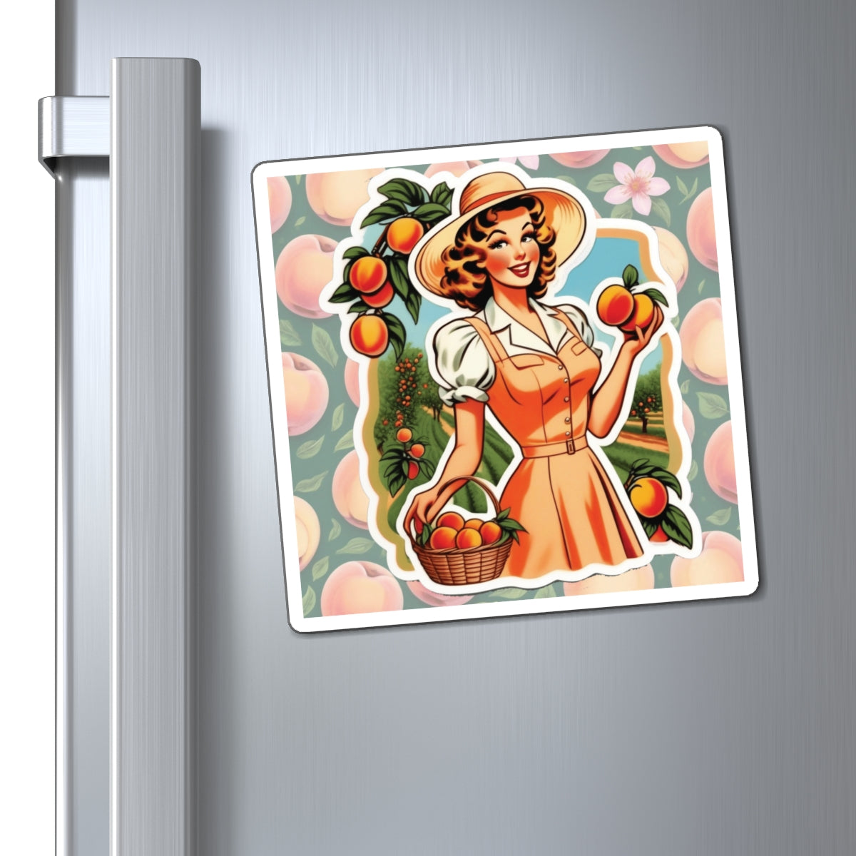 National Peach Day VII Pin Up Girl Magnet