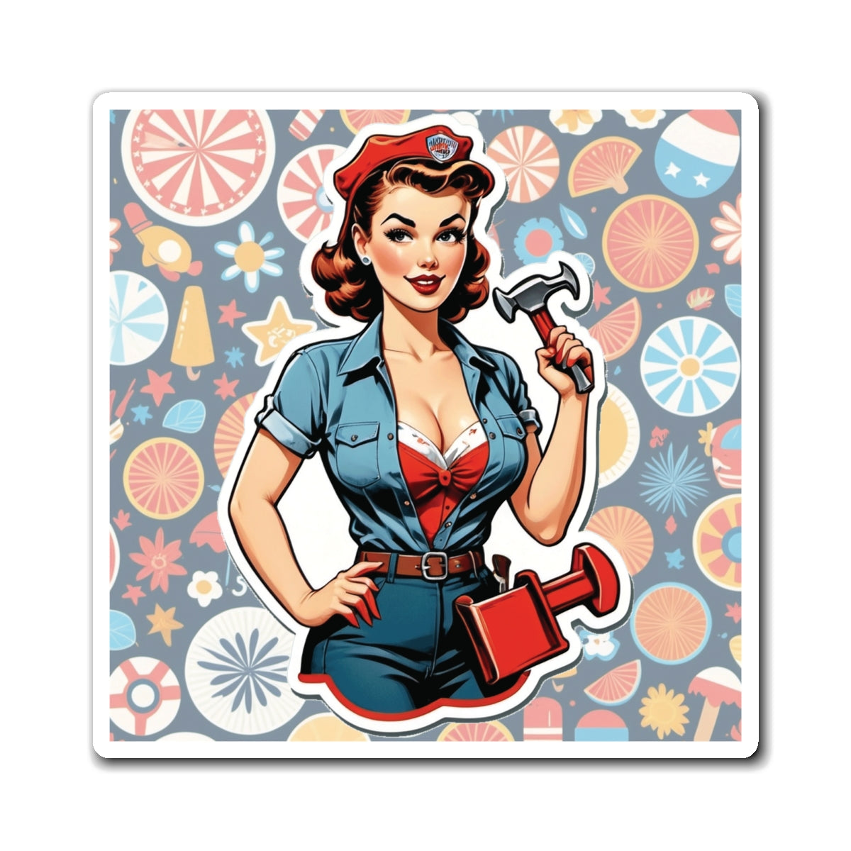 Labor Day IV Pin Up Girl Magnet