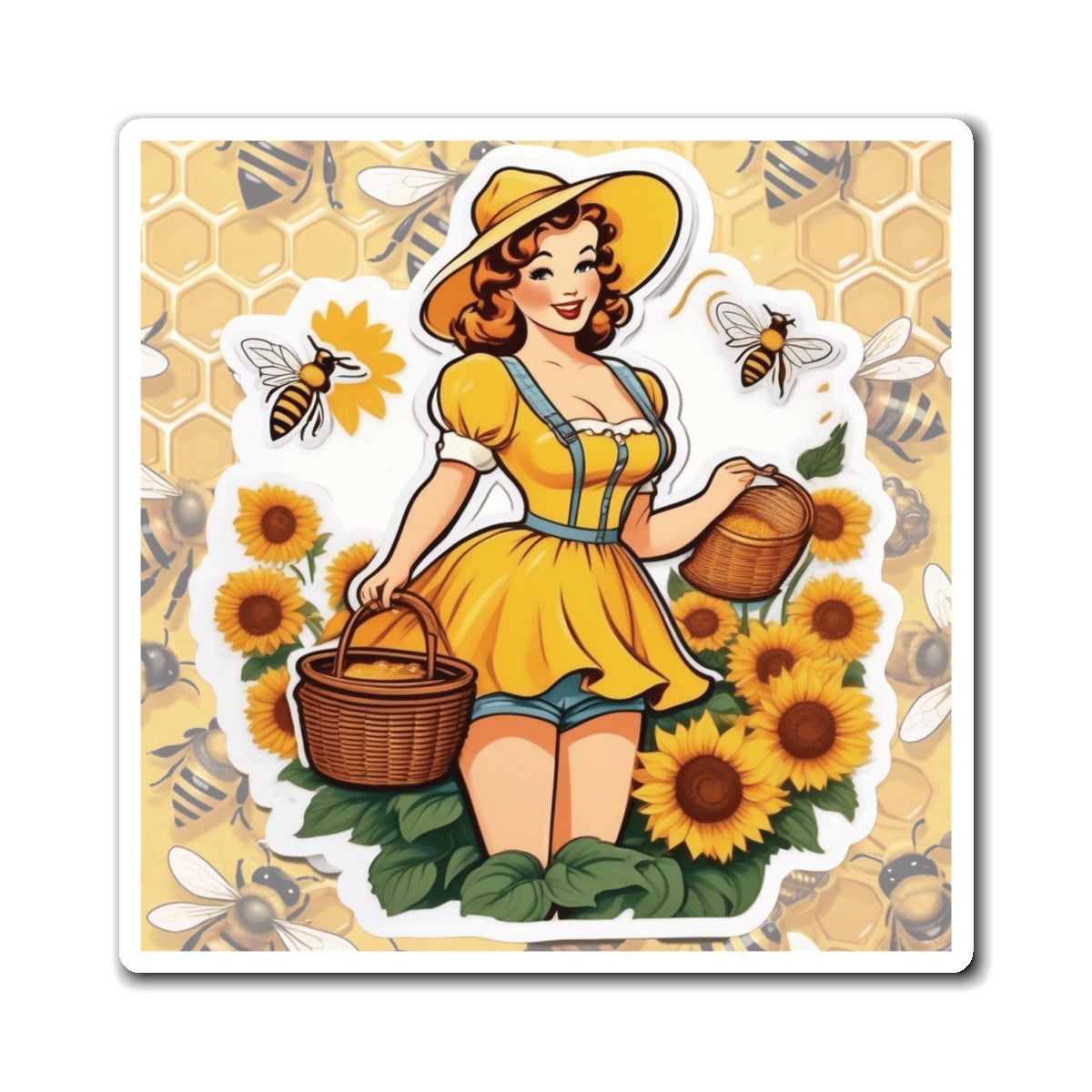 National Honey Bee Day IV Pin Up Girl Magnet