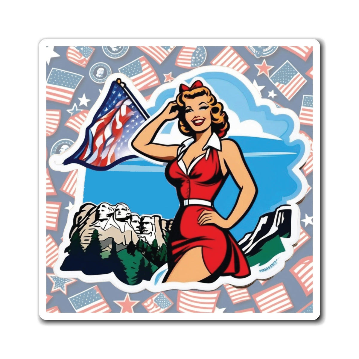 President's Day Pin Up Girl Magnet