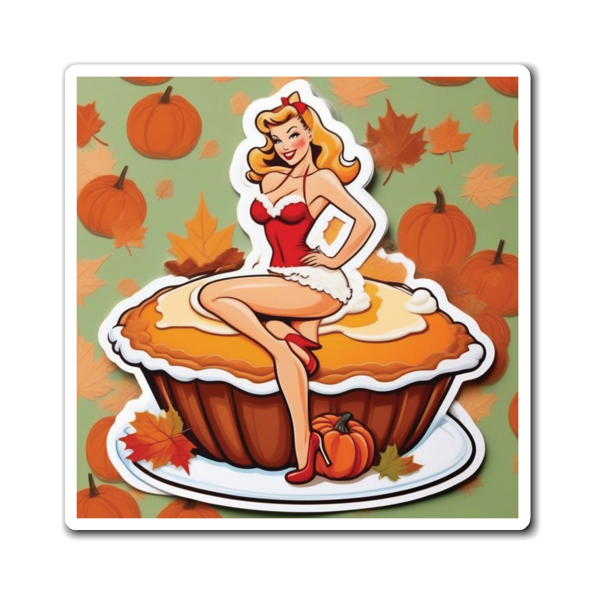 National Pumpkin Pie Day VI Pin Up Girl Magnet