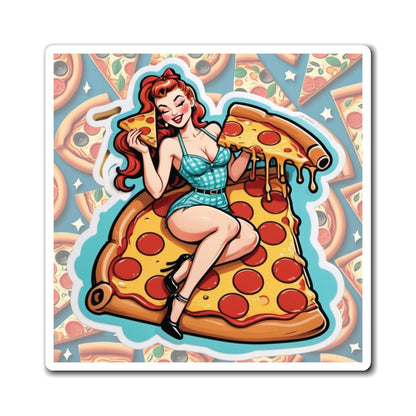 National and World Pizza Day Pin Up Girl Magnet