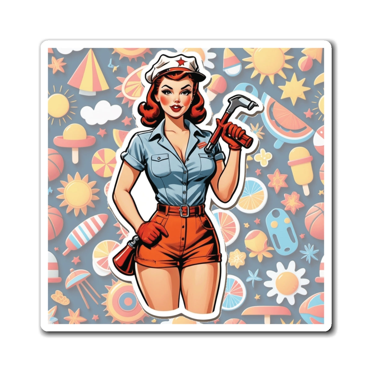 Labor Day III Pin Up Girl Magnet