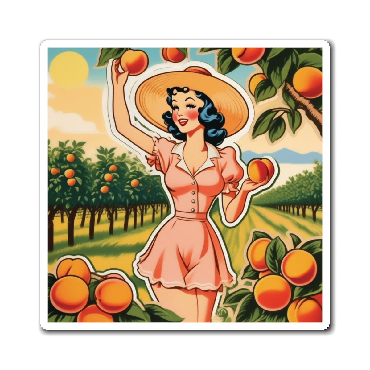 National Peach Day IV Pin Up Girl Magnet