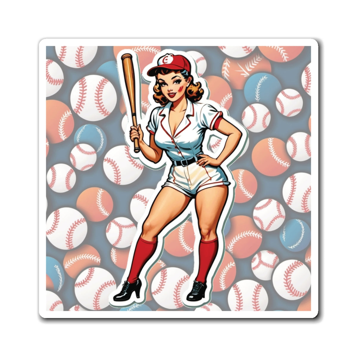 National Baseball Week Pin Up Girl Magnet