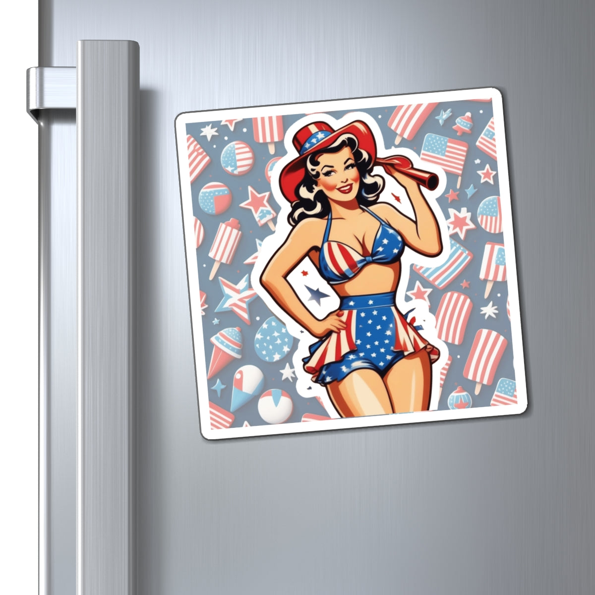 Fourth of July III Pin Up Girl Magnet