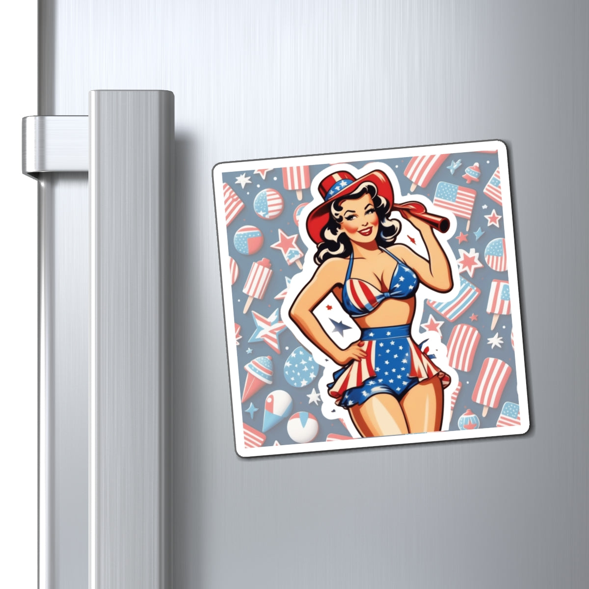 Fourth of July III Pin Up Girl Magnet