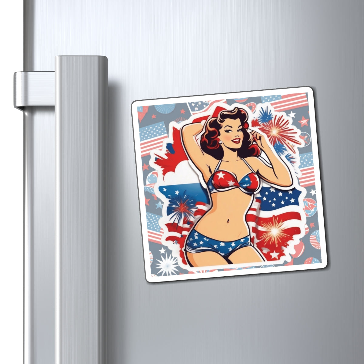 Fourth of July V Pin Up Girl Magnet