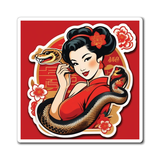 Chinese New Year of the Snake Pin Up Girl Magnet