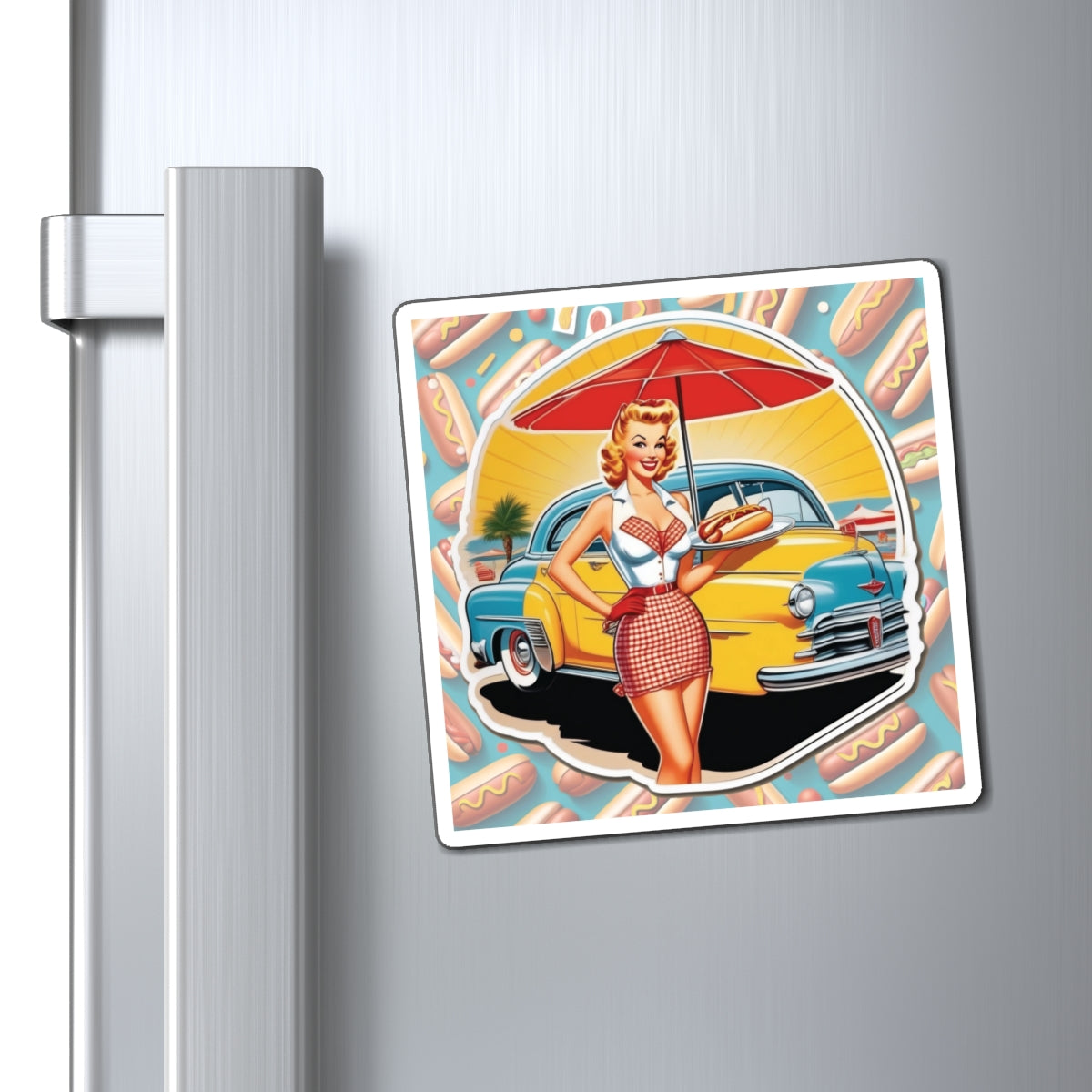 National Hot Dog Day Pin Up Girl Magnet