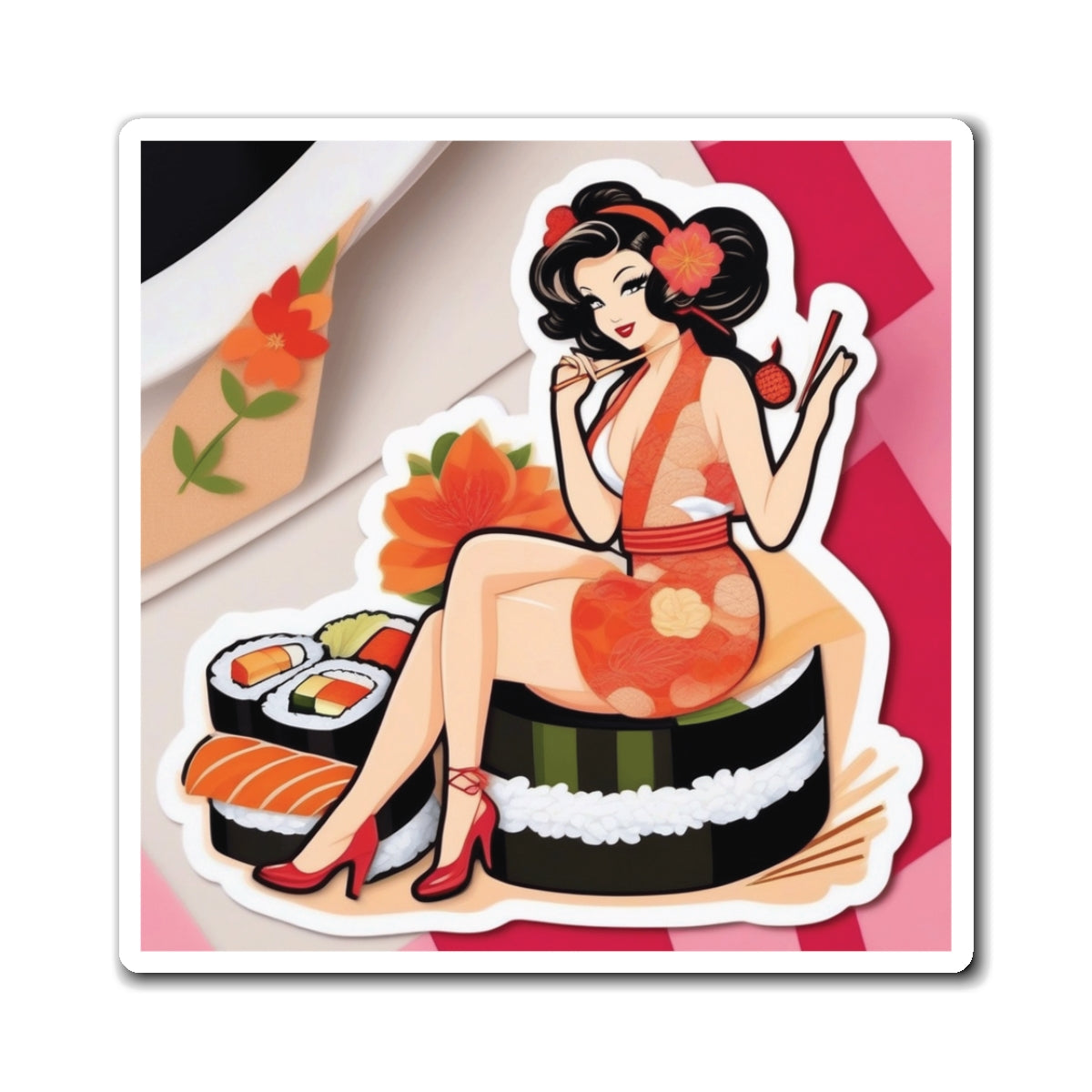 National Sushi Day IV Pin Up Girl Magnet