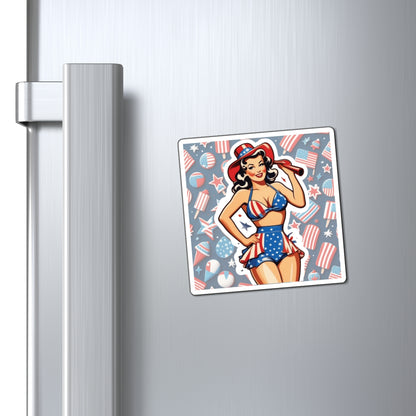 Fourth of July III Pin Up Girl Magnet