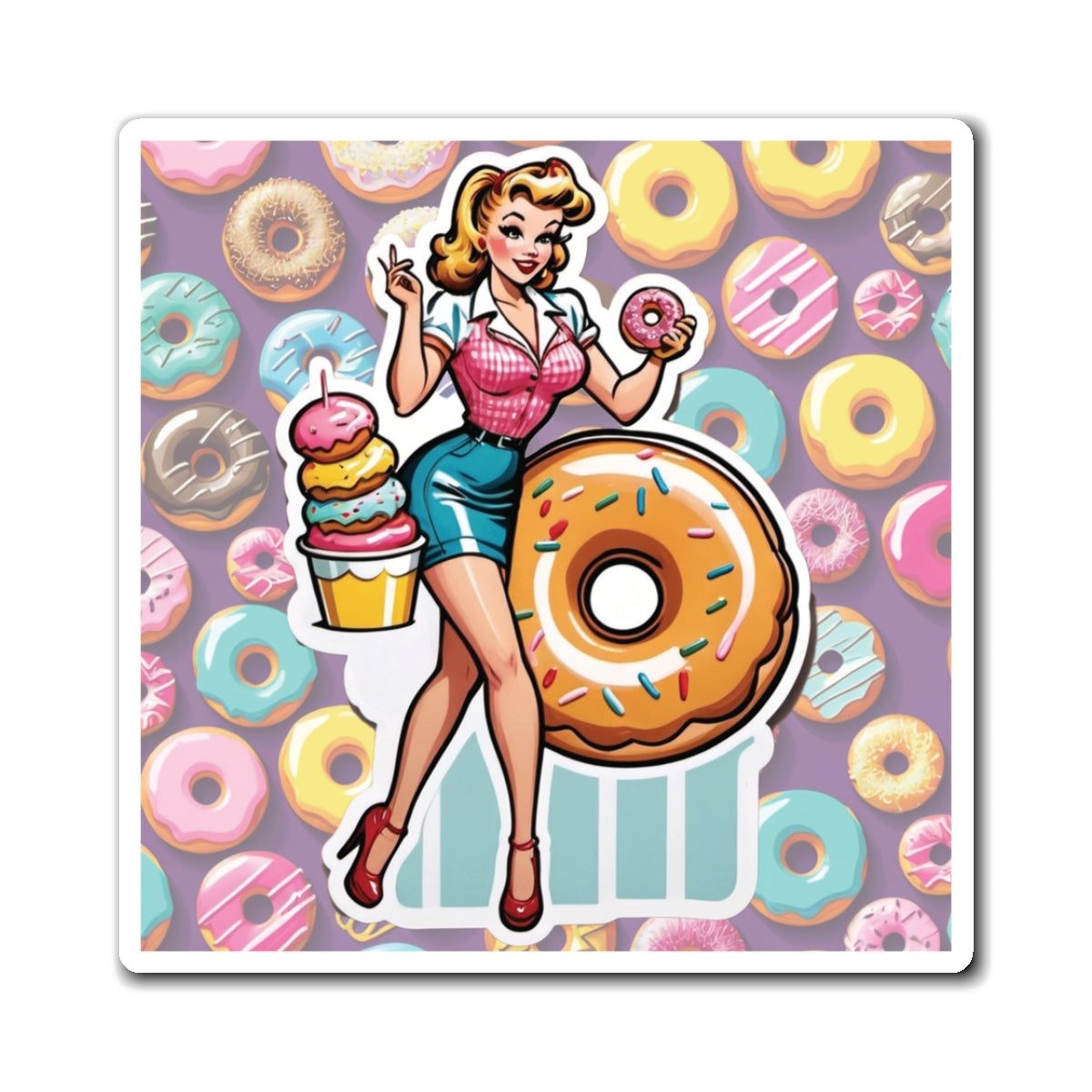 National Donut Day Pin Up Girl Magnet